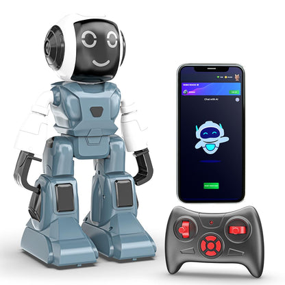Smart Interactive Chat-GPT AI Robot Toy for Kids | USB Rechargeable Type-C | AR Games & In-Built Bluetooth Speaker | Remote & App Controlled | Gift for Boys & Girls 2+ Years (Grey)