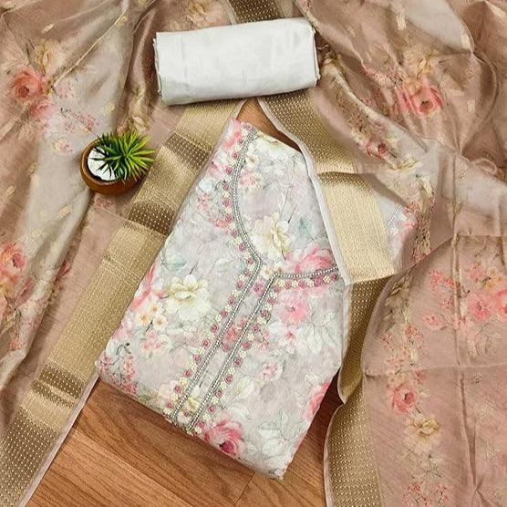 Organza with Handwork Embellishments Salwar Suit Dress Material