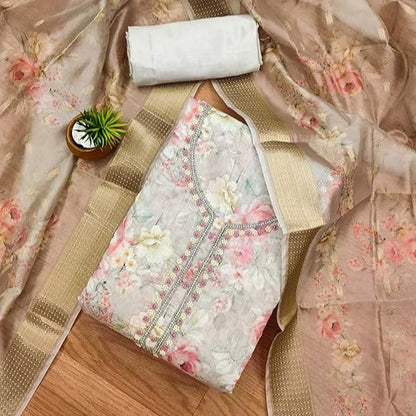 Organza with Handwork Embellishments Salwar Suit Dress Material