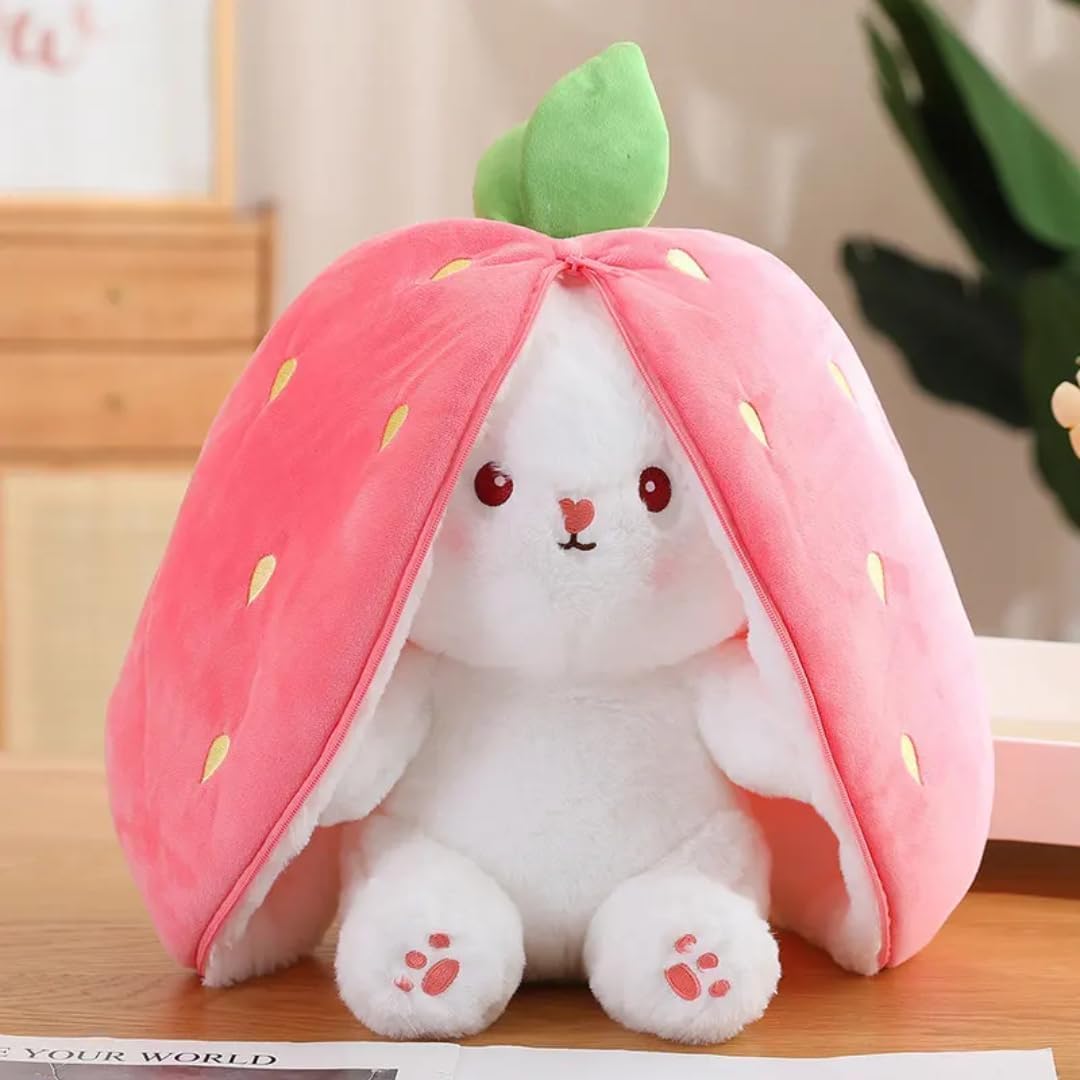 Rabbit with Chain Reversible Bunny Rabbit Soft Stuffed Toys for Girls Boys Baby Kids